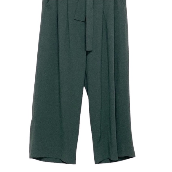 Babaton Aritzia Green High Waist Tie Front Wide Leg Paperbag Pants Size 8 - Picture 9 of 11